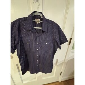Ely Cattleman Dark Blue Pinstripe Button Down Shirt
